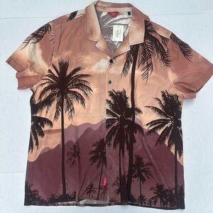 New GUESS Short Sleeve Casual Printing Hawaiian Mens Shirt SZ XXL